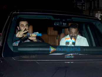 Ranbir Kapoor, Sanjay Dutt and Alia Bhatt spotted at Rishi Kapoor's home