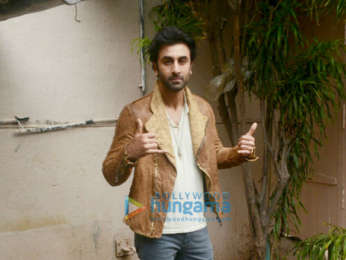 Ranbir Kapoor, Vidhu Vinod Chopra and Rajkumar Hirani promote Sanju at Mehboob Studios in Bandra