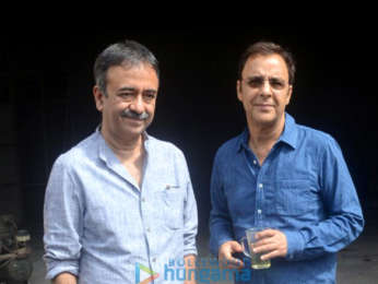 Ranbir Kapoor, Vidhu Vinod Chopra and Rajkumar Hirani promote Sanju at Mehboob Studios in Bandra