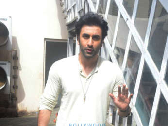 Ranbir Kapoor, Vidhu Vinod Chopra and Rajkumar Hirani promote Sanju at Mehboob Studios in Bandra