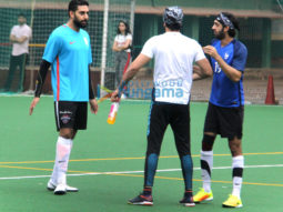 Ranbir Kapoor and Abhishek Bachchan snapped at a football match