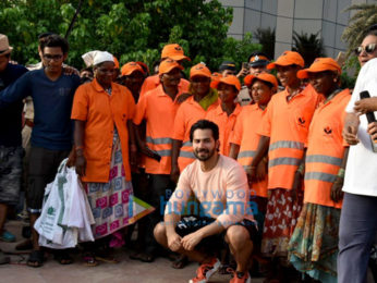 Varun Dhawan participates in the beach clean-up drive in Juhu