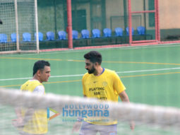 Abhishek Bachchan and Mahendra Singh Dhoni and others snapped at a football match