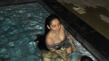 Maanayata Dutt is chilling and relaxing in a pool with kids Iqra and Shahraan