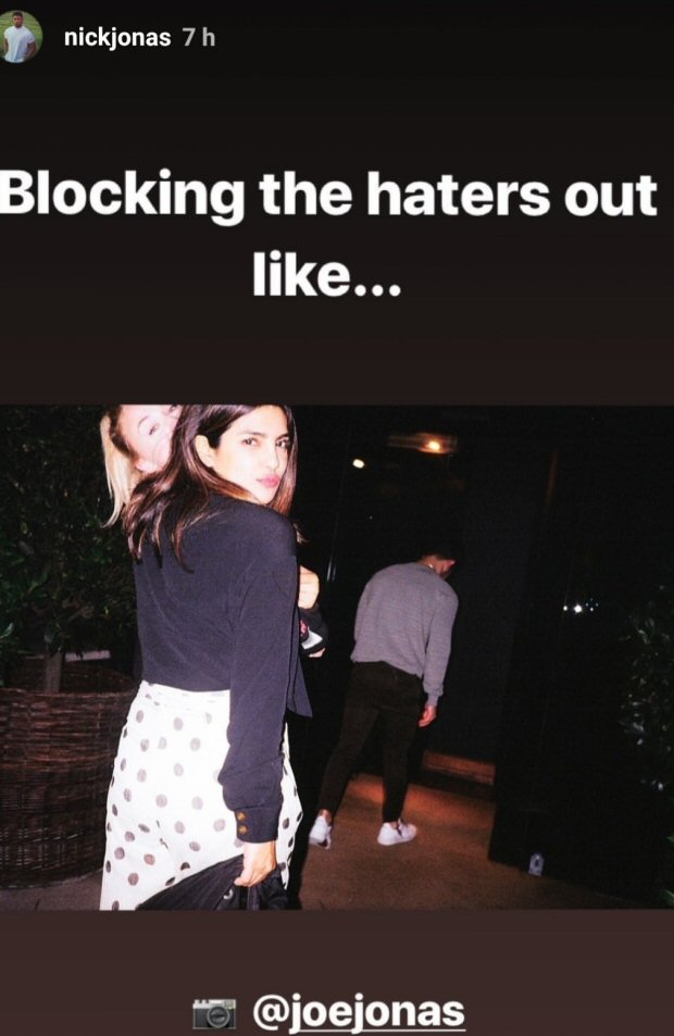 Nick Jonas sends a message to the 'HATERS' with a photo of Priyanka Chopra