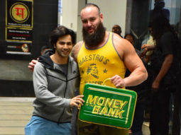 Varun Dhawan flexes his muscles with WWE Superstar Braun Strowman