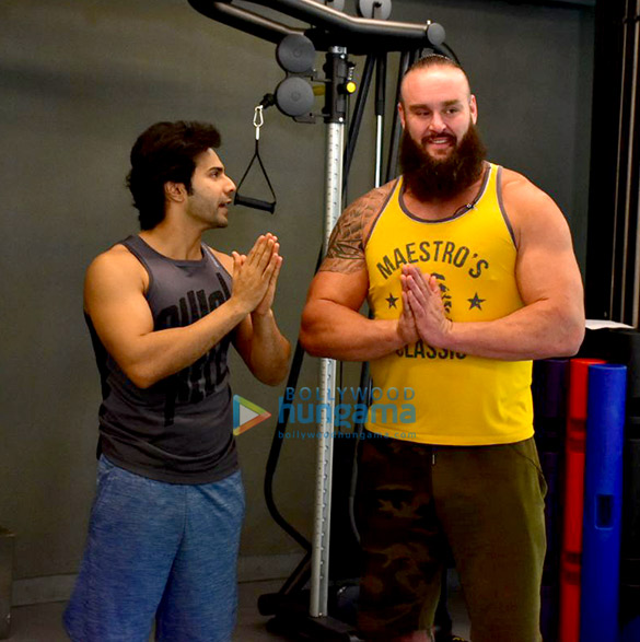 varun dhawan snapped with wwe star braun strowman 3
