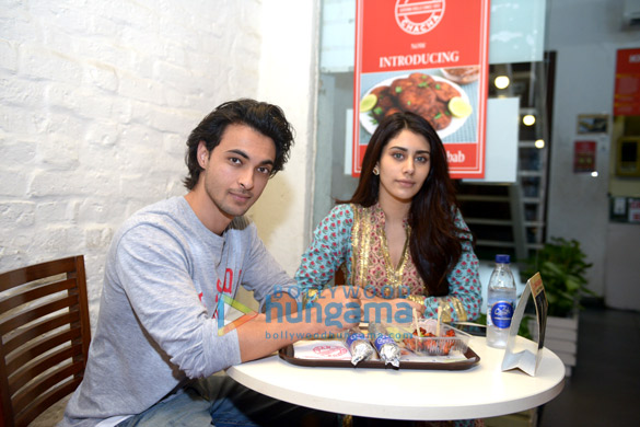 Aayush Sharma and Warina Hussain snapped at Loveratri promotions at Khan Chacha Kabab, Khan market in New Delhi