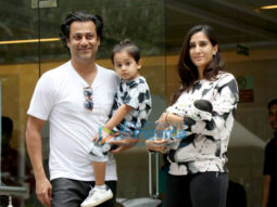 Abhishek Kapoor snapped with his wife Pragya Yadav and his new born baby boy Shamsher at Hinduja Hospital