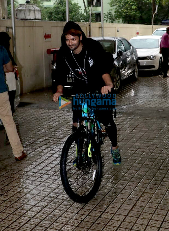Ali Fazal snapped riding his bicycle in Juhu