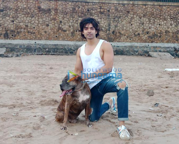 gurmeet choudhary snapped at juhu beach with his dog 5