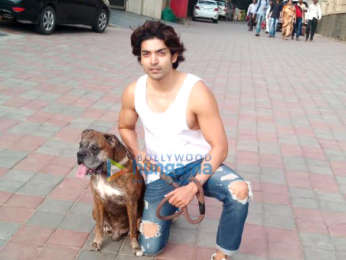 Gurmeet Choudhary snapped at Juhu beach with his dog