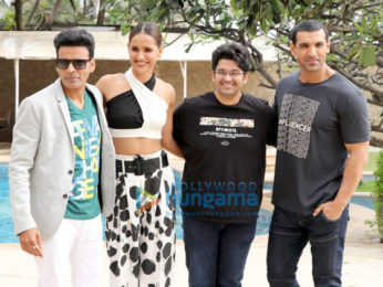 John Abraham, Aisha Sharma and Manoj Bajpayee does a photoshoot for Satyamave Jayate