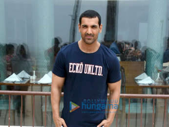 John Abraham and Manoj Bajpayee and Aisha Sharma snapped during media interaction for their film Satyamave Jayate
