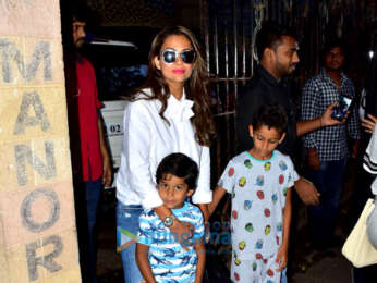 Malaika Arora and Amrita Arora snapped with their kids in Bandra