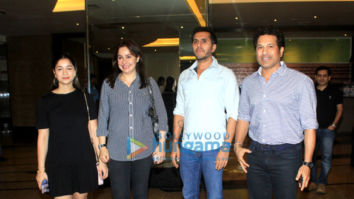 Sachin Tendulkar snapped with his family at Rang Mandir in Bandra