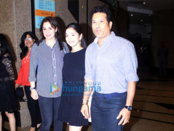 Sachin Tendulkar snapped with his family at Rang Mandir in Bandra