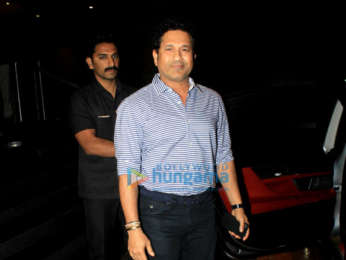 Sachin Tendulkar snapped with his family at Rang Mandir in Bandra