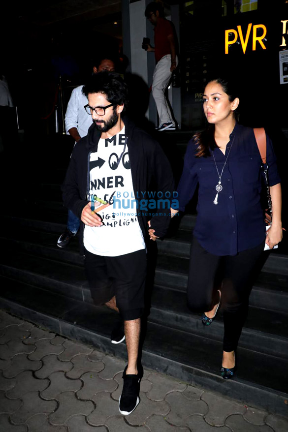 shahid kapoor and mira rajput spotted at pvr icon in andheri post watching gold 5
