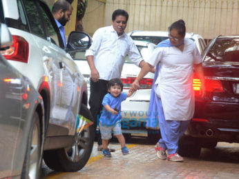 Taimur Ali Khan snapped at Karishma Kapoor's house