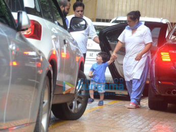 Taimur Ali Khan snapped at Karishma Kapoor's house