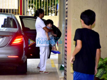 Taimur Ali Khan snapped at Karisma Kapoor's residence