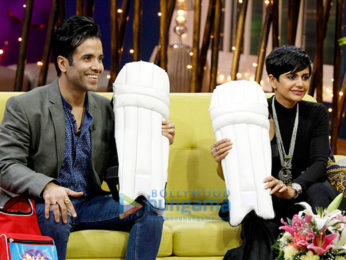 Tusshar Kapoor, Mandira Bedi and Rajeev Khandelwal snapped on sets of the show Juzz Baatt