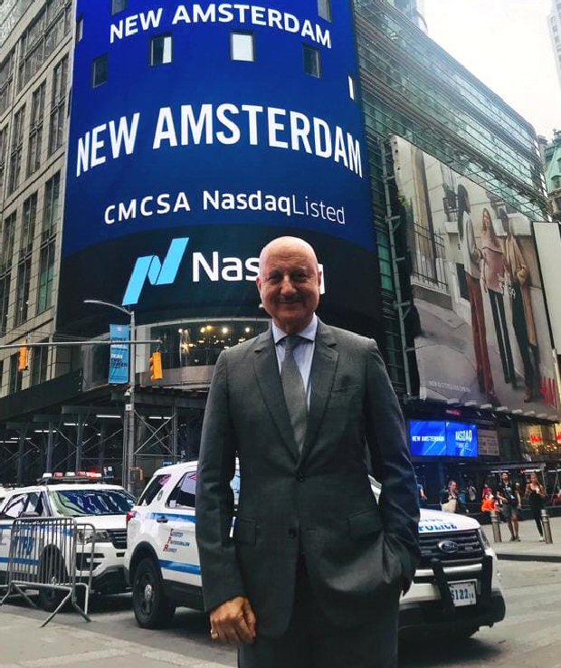 Anupam Kher rings the Nasdaq bell at Times Square during New Amsterdam promotions! Anupam Kher rings the Nasdaq bell at Times Square during New Amsterdam promotions!
