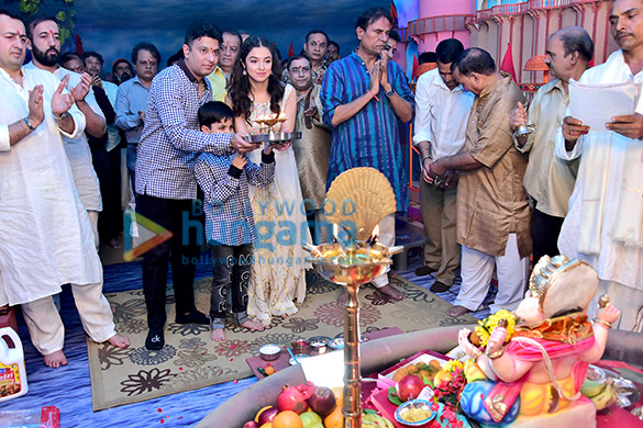 Bhushan Kumar his wife Divya Khosla Kumar and their son snapped at the Ganesh puja at the T-Series office Bhushan Kumar his wife Divya Khosla Kumar and their son snapped at the Ganesh puja at the T-Series office