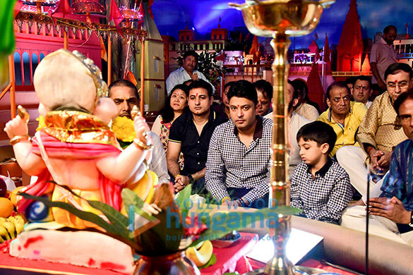 bhushan kumar his wife divya khosla kumar and their son snapped at the ganesh puja at the t series office 2