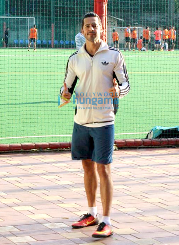 Dino Morea and Ahan Shetty snapped during a football match Dino Morea and Ahan Shetty snapped during a football match