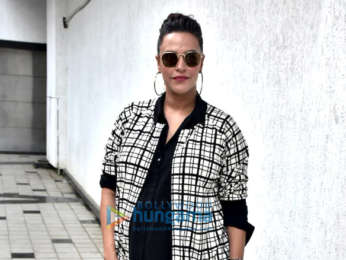 Harbhajan Singh and Neha Dhupia snapped on sets of the show #NoFilterNeha Season 3