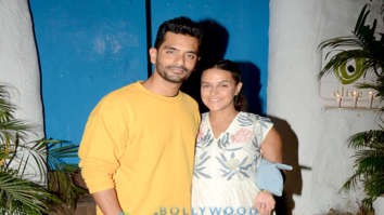 Neha Dhupia and Angad Bedi spotted at Olive in Bandra