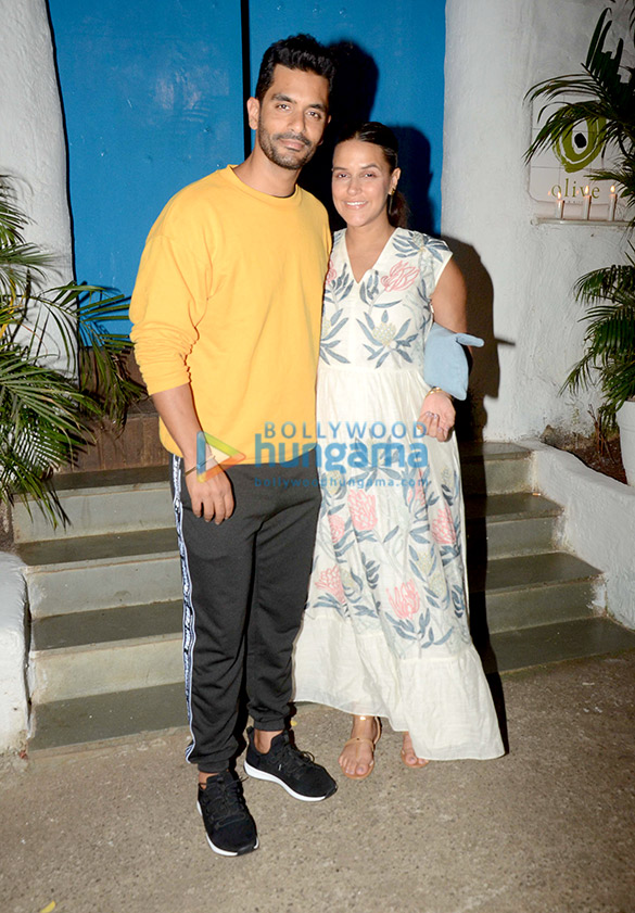 Neha Dhupia and Angad Bedi spotted at Olive in Bandra Neha Dhupia and Angad Bedi spotted at Olive in Bandra