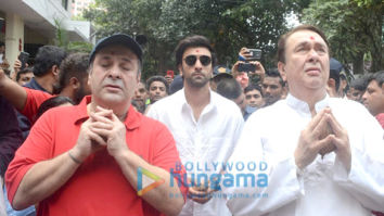 Ranbir Kapoor, Rishi Kapoor, Randhir Kapoor at the visarjan of R K Studios’ Ganesha idol