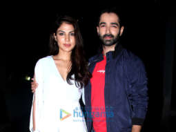 Rhea Chakraborty and Varun Mitra spotted at Vishesh films office