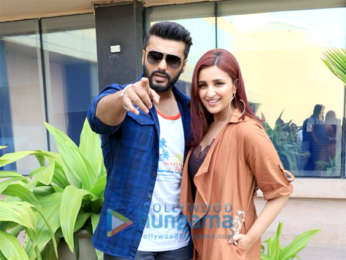 Arjun Kapoor and Parineeti Chopra snapped promoting their movie Namaste England at Novotel, Juhu