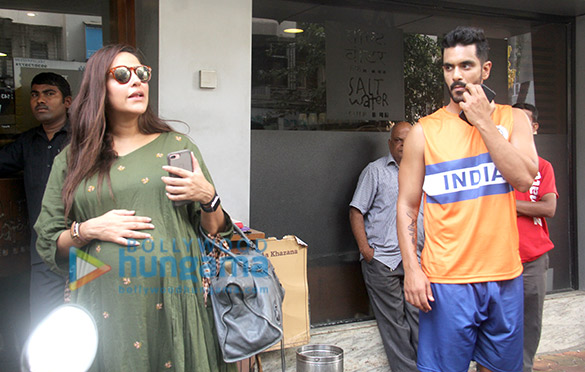 neha dhupia and angad bedi snapped at salt water cafe in bandra 3