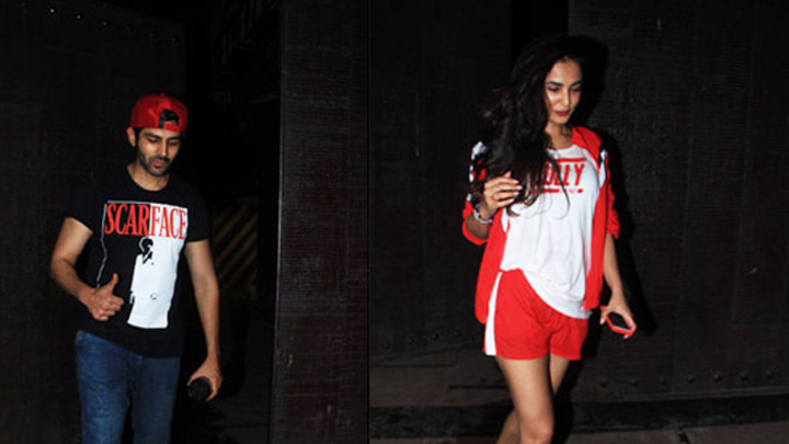 SPOTTED:CUTE Sonal Chauhan & Kartik Aaryan @Juhu Gym