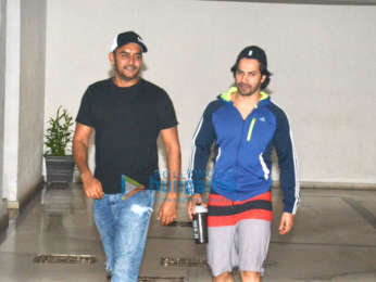 Varun Dhawan, Ayan Mukerji and Shashank Khaitan snapped at Karan Johar's residence in Bandra