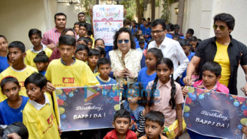 Bappi Lahiri snapped during 65th birthday celebrations at Ample Mission at Lahiri House, Juhu