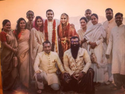 NEW PIC ALERT: Newlyweds Ranveer Singh and Deepika Padukone look regal in Konkani style wedding outfits as they strike a pose with their squad in Italy