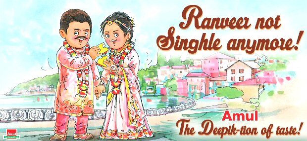 Ranveer Singh and Deepika Padukone's wedding inspires Amul to create yet another relevant toon