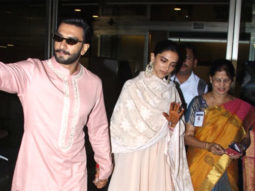 SPOTTED: Ranveer Singh – Deepika Padukone return from their Bangalore reception