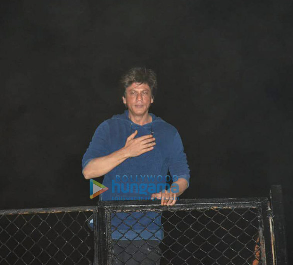 Shah Rukh Khan greets his fans at Mannat