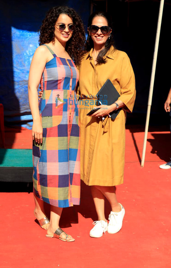 Kangana Ranaut snapped with Anita Dongre during the shooting at The Great Eastern Home