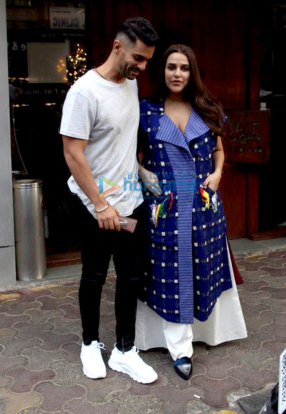 Neha Dhupia and Angad Bedi spotted at Salt Water restaurant