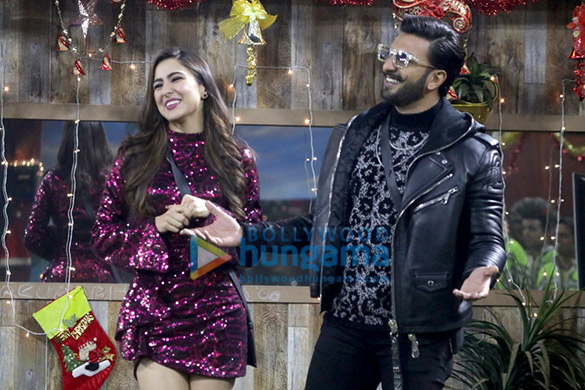 ranveer singh sara ali khan rohit shetty snapped with salman khan and contestants on bigg boss 12 set 4