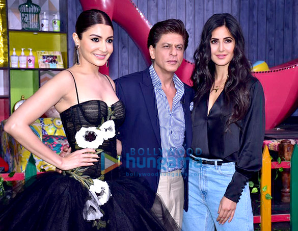 shah rukh khan katrina kaif and anushka sharma snapped on the sets of dance plus 4 to promote zero 8