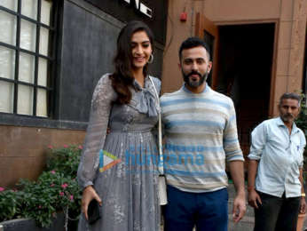 Sonam Kapoor Ahuja and Anand Ahuja snapped at his store in Bandra